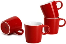 Sweese 3.5oz Porcelain Espresso Cups Set of 4, Mini 3.5 Fluid Ounces, Red 