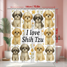 Carina Tenda da Doccia Shih Tzu con Disegno Floreale per Gli Amanti dei Cani