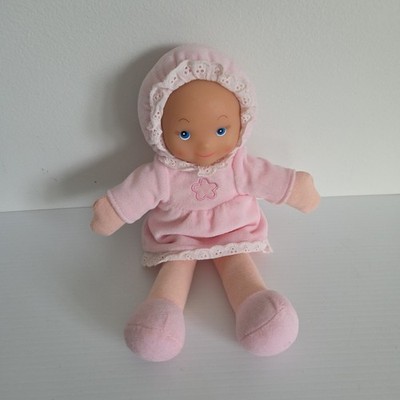 Bambini Little Loves Pink Fabric Doll 25cm Soft Pretend Play Hard Face Blue Eyes