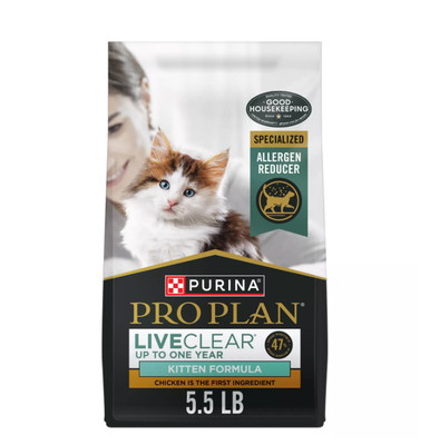 Purina Pro Plan LiveClear Allergen Reducing Kitten Dry Cat Food 5.5 LB Chicken