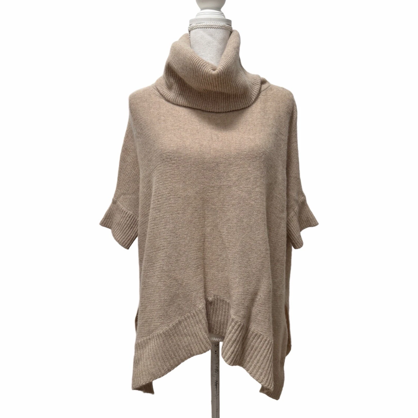 360 Cashmere Womens Cashmere Relaxed Poncho Size S Neutral Cozy Luxe Layers