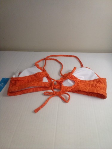 Cupshe Bikini Top Women XL Padded Cups Textured Scallop Trim Orange - Picture 8 of 13