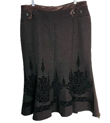 Karina Womens Mermaid Skirt Size L Dark Brown Embellished Midi Made in Bulgaria