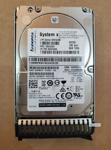 IBM LENOVO 00WG690 00WG691 600GB SAS 10K 12GBPS 2.5" G3HS X3650M5 Hard Drive - Photo 2/3