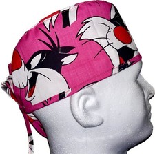 Looney Tunes Sylvester Pink Scrub Hat Chemo Cap