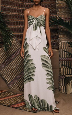 Johanna Ortiz Holy Earth Silk Georgette Palm Maxi Dress