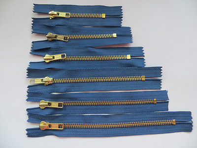 Reißverschlüsse YKK Metall für Jeans, Jeans blau, Längen  8,10,12,14,16,18 cm