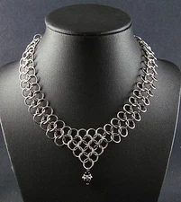 Black/Steel Chainmail Necklace Steampunk Cosplay LOTR Pirate Ren Fayre GoT