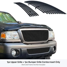 Fits 2006-2012 Ford Ranger Black Billet Grille Combo Insert