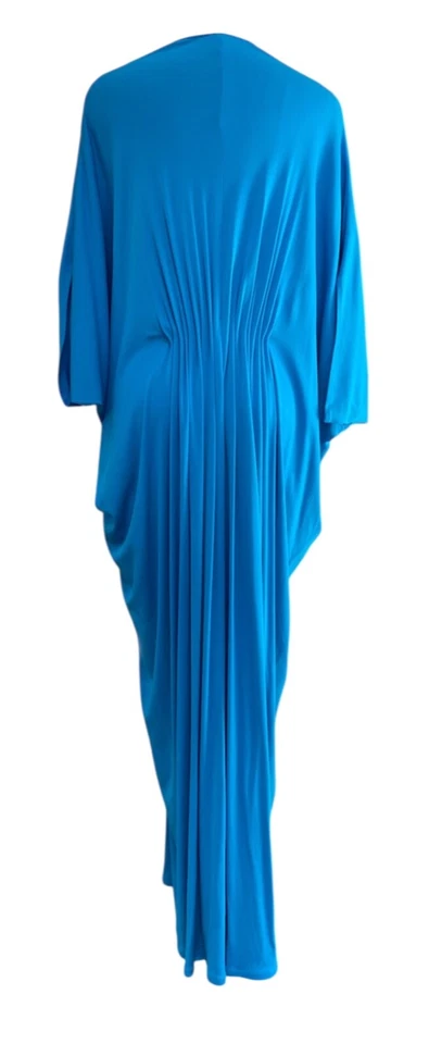 Issa London V-Neck Maxi Dress Kaftan Gown Teal 100% Silk Jersey L - Image 2 of 4