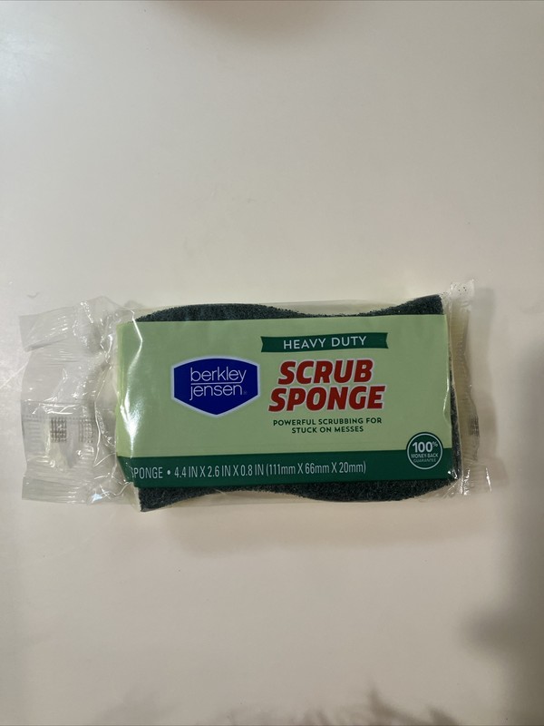 Berkley Jensen Heavy-Duty Scrub Sponge, Yellow Green, Single One 1 Uno Lone Solo