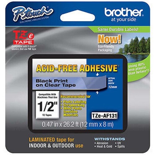 Brother TZeAF131 1/2" (12mm) Acid Free Adhesive P-touch Tape PT520, PT-520 - Picture 1 of 1