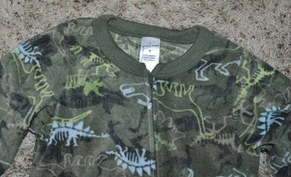 Pijama masculino peça única lã pé camuflagem dinossauro cobertor dormitório-tamanho 4 - Imagem 3 de 4