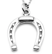 Sterling Silver Horseshoe Charm Necklace-#0800