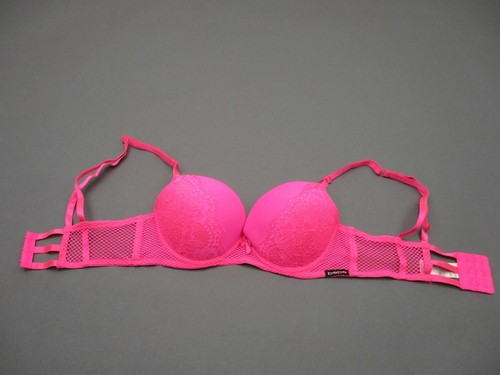 34C Bebe Womens Pink Lace Underwire Padded Back Closure Demi Bra