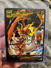 Charizard ASH Bond Form Vmax Black Foil Fan Art Vinyl Collector Pokemon Card