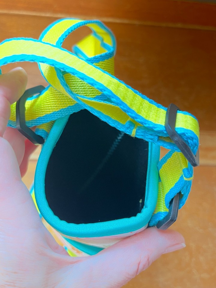 Natural Life DO GOOD THINGS Aqua Yellow w SUN & Flowers Water Bottle