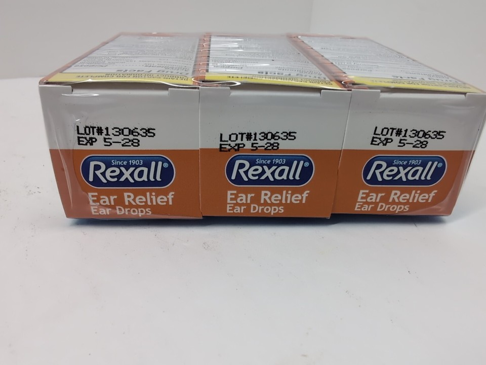 3 PACK Rexall Ear Relief Ear Drops 0.4oz Kids Adults Ear Drying Aid