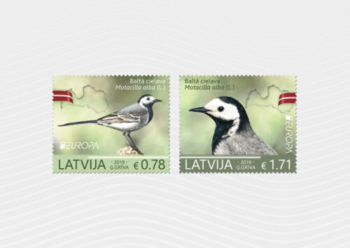 Eiropa CEPT 2019 Letonia/Letonia - Sello de pájaro cola blanca montado sin montar o nunca montado - Imagen 1 de 1