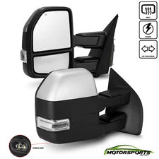 For 15-18 Ford F150 Power Heated Puddle LED Turn Signal Chrome Towing Mirrors