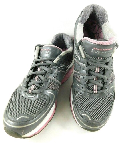 Skechers Shape Ups Walking Toning Sneakers Shoes Gray Pink White Women 8 SN12381