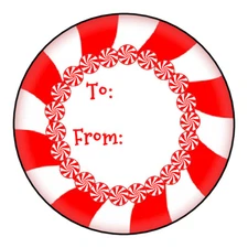 Christmas Holiday gift tags stickers, labels, Red, Peppermint