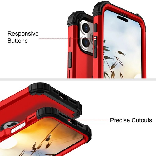 Shockproof Rubber Armor Case Screen Protector For iPhone 16e 16 Plus 15 Pro - Picture 33 of 42