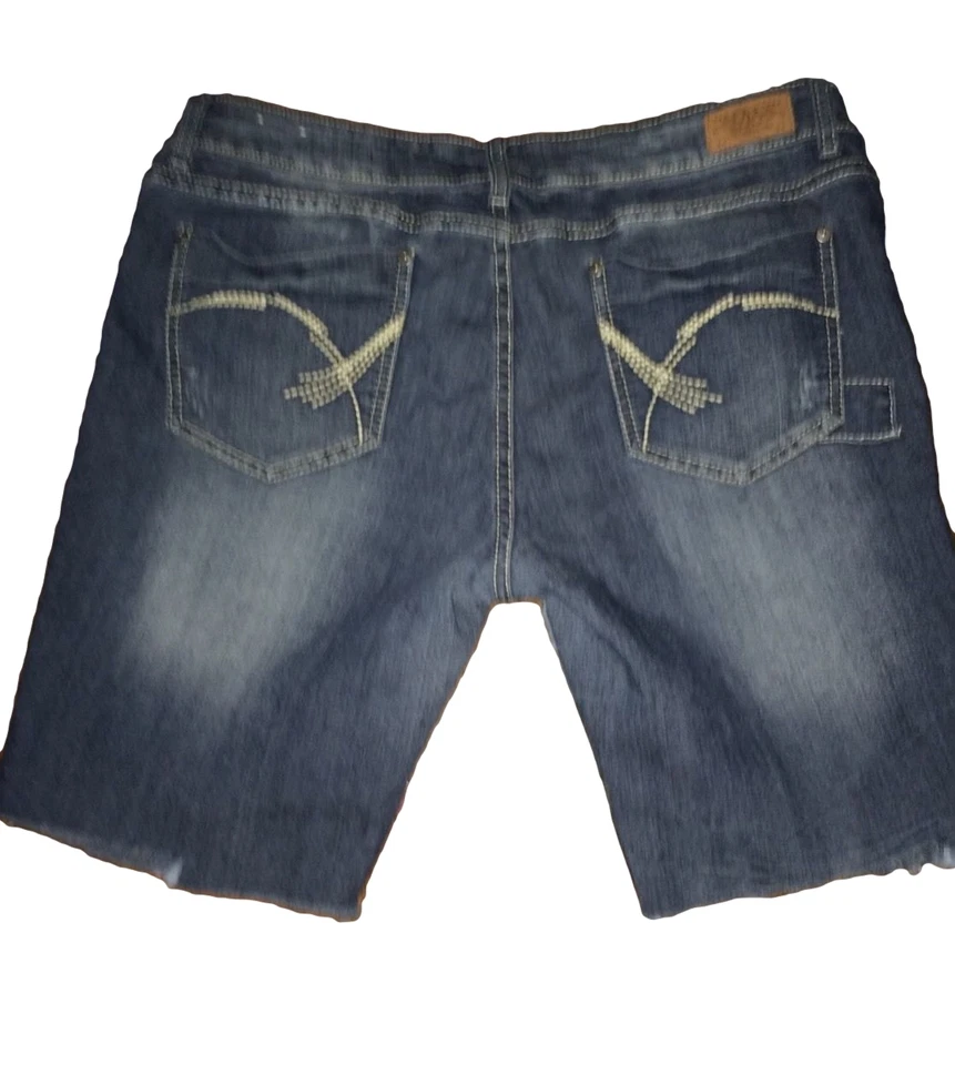 Pantalones Cortos de Jean Dereon Para Mujer Corte Sólido Plano Azul Mezcla de Algodón Regular 15/32" Foto 4 de 4