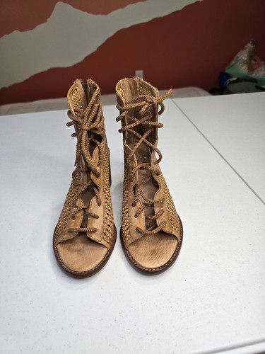 Veracruz Artisans Shoes Boots Sz 37 US SZ 7 Womens Brown Zip Gladiator Boho - Picture 6 of 10