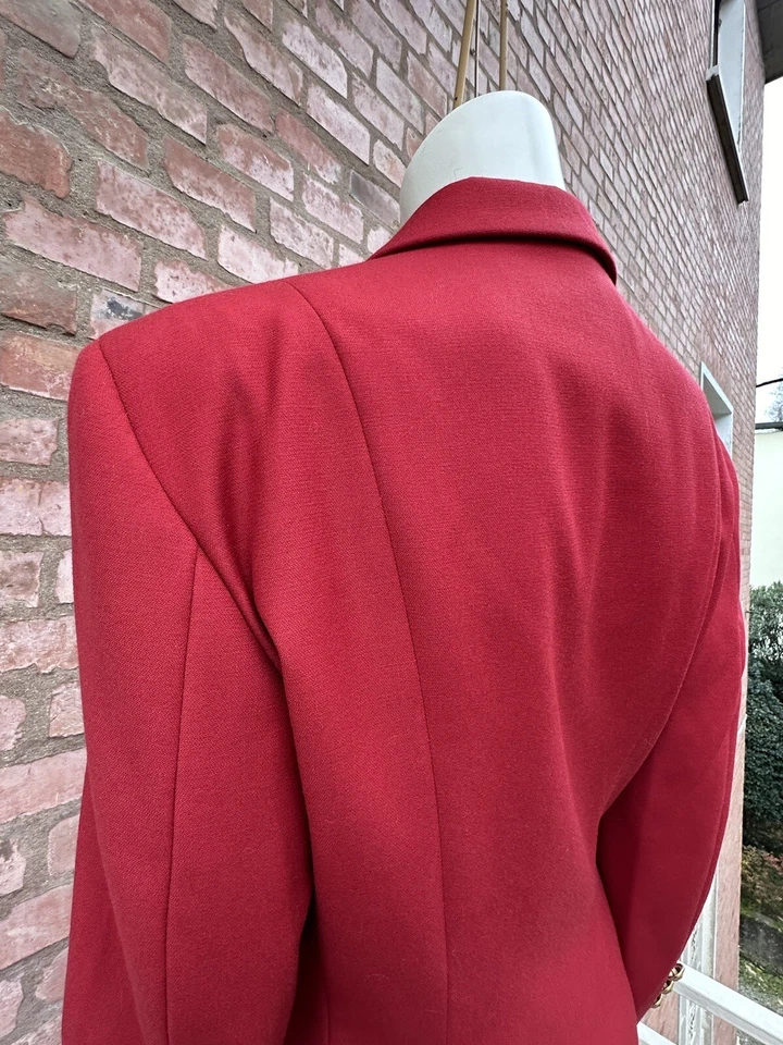 Moschino винтажный блейзер юбка костюм соответствующий комплект красный шерсти золото кнопки это 44 S M - Изображение 4 из 4