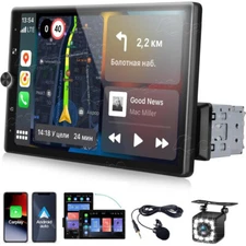 Single Din 10" Touch Screen Stereo Bluetooth Radio Car Apple/Android Carplay+CAM