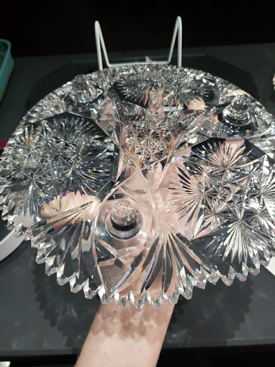 10" Footed Plate. American brilliant period cut glass crystal Signed Fry Fashion