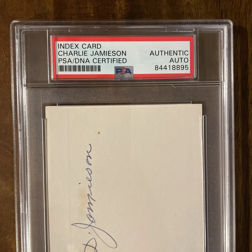 RARE PSA CHARLIE JAMIESON 3x5 INDEX CARD BASEBALL AUTOGRAPH SENATORS INDIAN A'S - Image 4 of 4