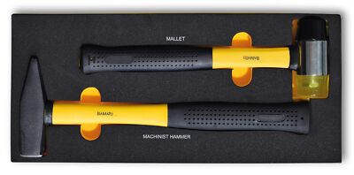 BAMATO Hammerset in Schaumeinlage 2-teilig Schlosserhammer Schonhammer Hammer