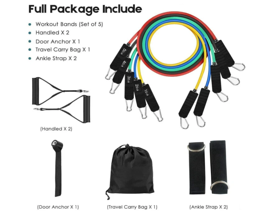 Cintas Elasticas Ejercicio Bandas Para Hacer Ejercicios Liga Resistencia 11 Peças - Imagem 2 de 4