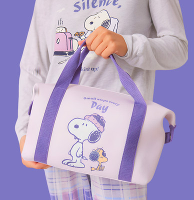 Peanuts Snoopy Woodstock Travel Duffel Bag Purple Small Steps Carryall Tote Bag