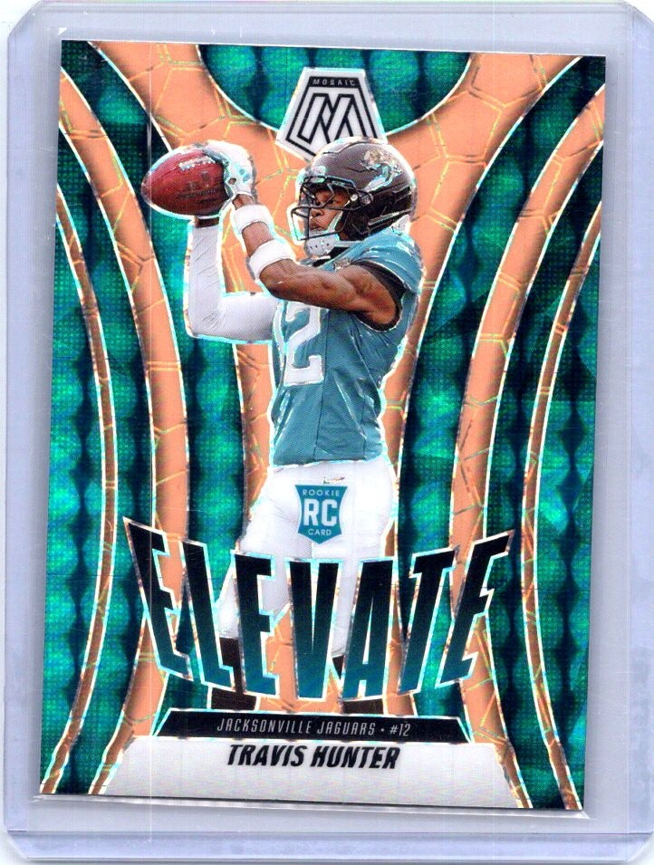 2025 Panini Mosaic #1 Travis Hunter Elevate Mosaic Orange Fluorescent