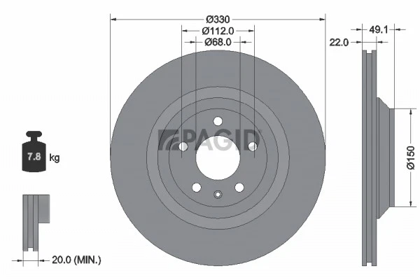 2x PAGID Disque De Frein Plech Auß ベンテルé Ø330mm Pour Audi A6 Avant 4F5 C6 4F2 - Photo 1/1
