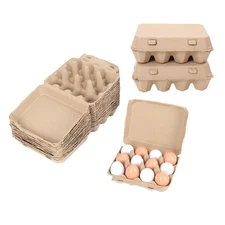 25 Pack Egg Cartons Bulk 3x4 Style Reusable Empty Natural Paper Pulp Egg Cart...