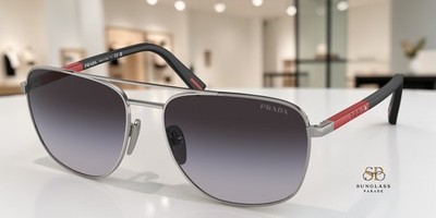 PRADA LINEA ROSSA PS 54ZS 5AV09U Gunmetal Grey Gradient 60 mm Men's Sunglasses