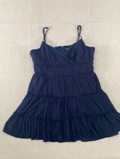 Trixxi Mini Dress Womens  XL Navy Blue Sleeveless Tiered Ruffle Hem Adjustable