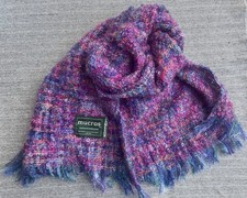 Mucros Weavers Killarney Ireland Handwoven Boucle Scarf Mohair Blend Fringe