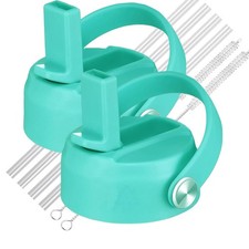 Lids with Straw for Hydroflask Wide Mouth 20 32 40 Mouth, 2 Pcs Green 