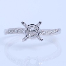 6.5mm Round Semi Mount Classic Prong Set 925 Sterling Silver Side Accent Ring