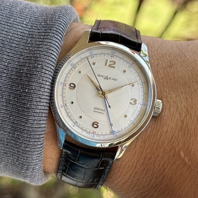 MONTBLANC Watch 119948 Heritage GMT Silver SS/Leather Band Automatic Men's 