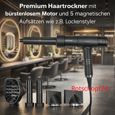💎Comair T Magnetic Haartrockner Profi Föhn, BLDC Motor, Ionen, LCD + 5 Aufsätze