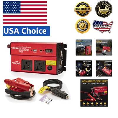 12V to 110V Power Inverter 1000W with Smart USB Charging - Ideal for Vehicles