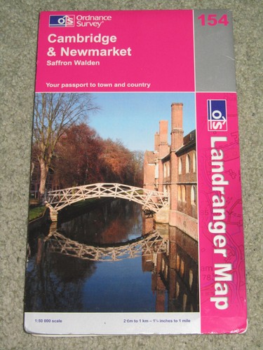 Ordnance Survey Landranger 1:50,000 sheet 154 Cambridge & Newmarket - 2009