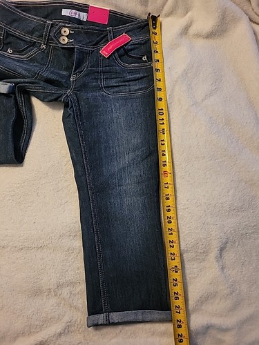 NEW Juniors sz 3 Candies Cool and Cuffed Denim Capris Double Button - Picture 14 of 16
