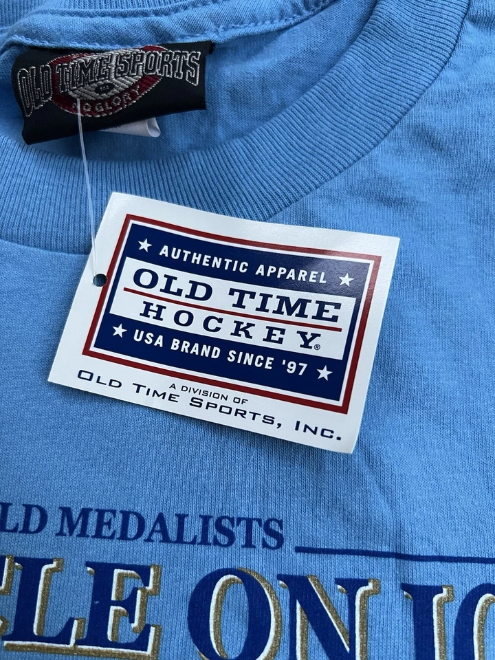 Vintage USA Hockey Miracle On Ice T Shirt NWT Old Time Hockey Sz XL Blue NEW 90s - Image 4 of 4